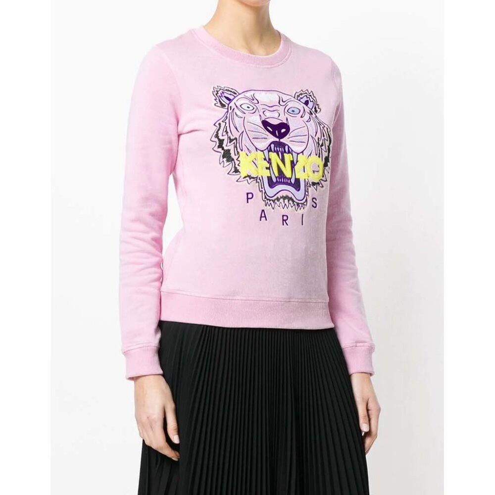 Kenzo Pink Tiger-Embroidered Crewneck Slim-Fit Sweatshirt